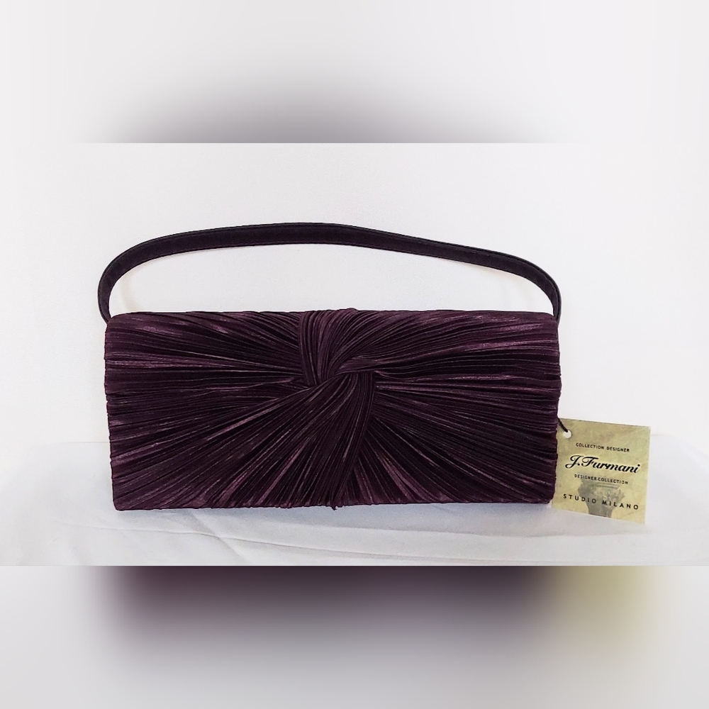J Furmani Designer Collection Studio Milano Satin Purple Convertible Clutch NWT